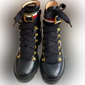 Gucci black leather combat boots. Size 5.5 👢